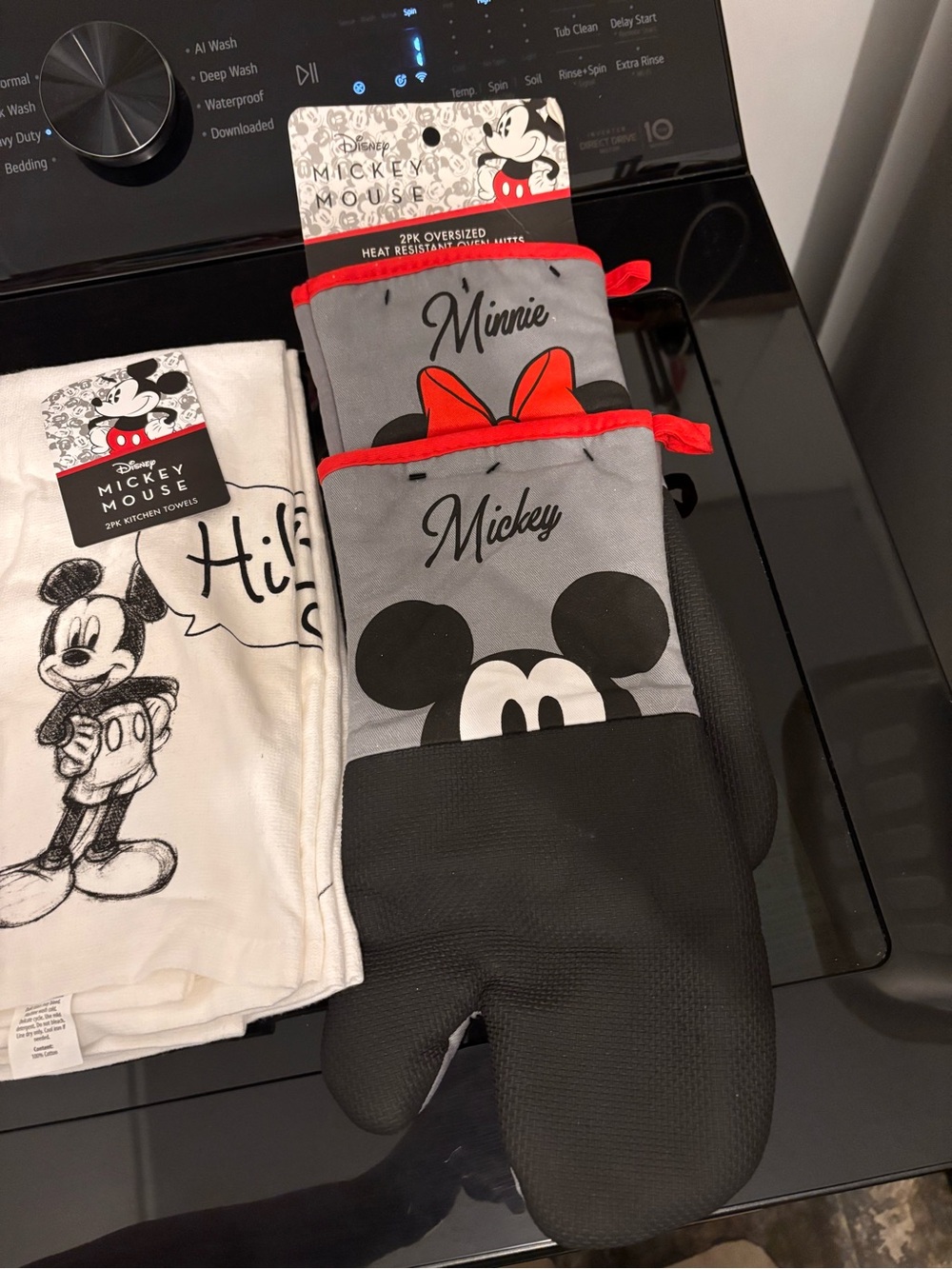 Disney Gray, Black & Red Mickey and Minnie Oven Mitts